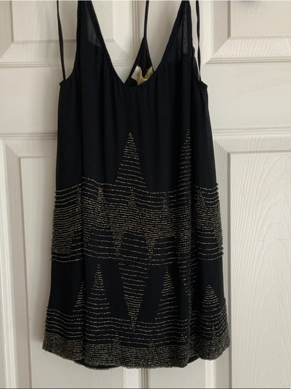 Ramy Brook Black Mini Dress with Gold Beading